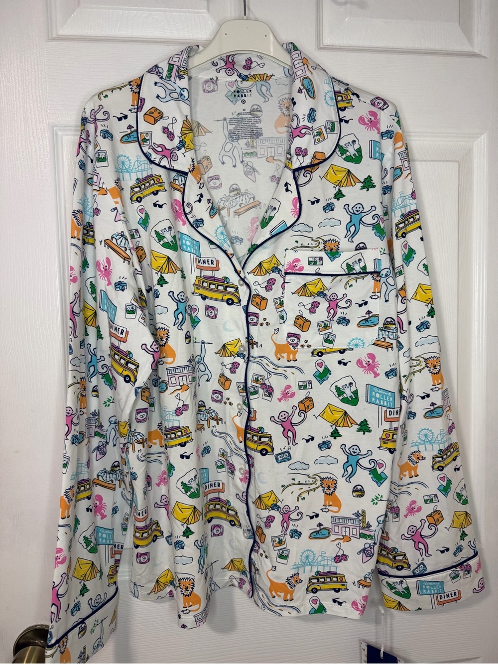 Roller Rabbit x Target Road Piece Pajama Set Button-Front Long Sleeve Graphic M - Picture 2 of 9